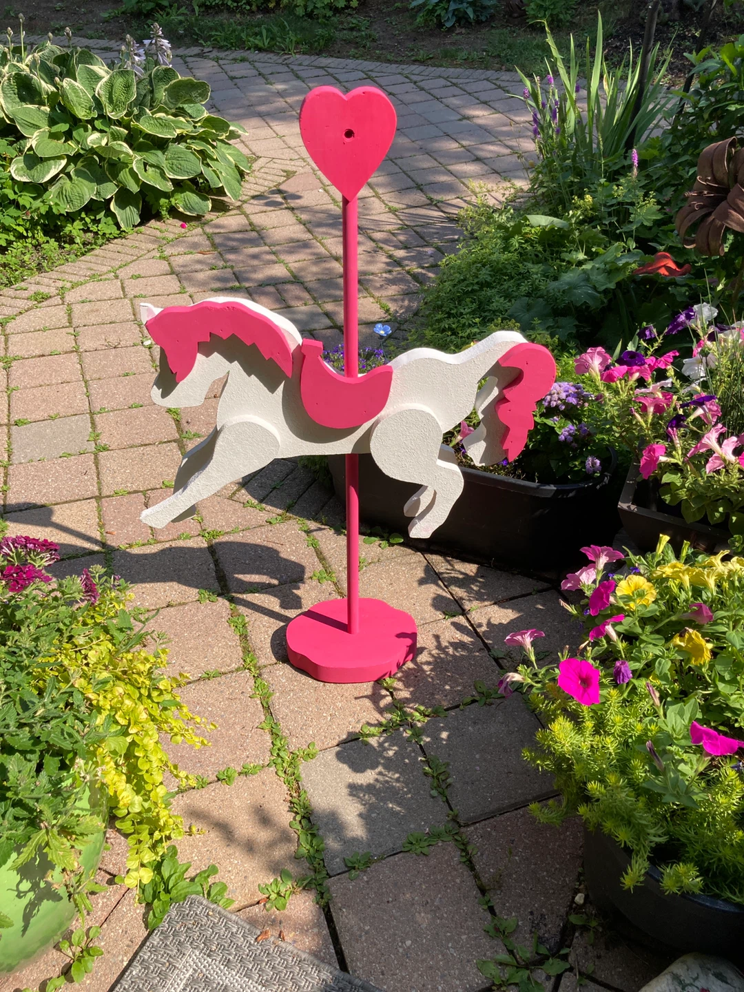 Pink and White Carousel Horse Decoration