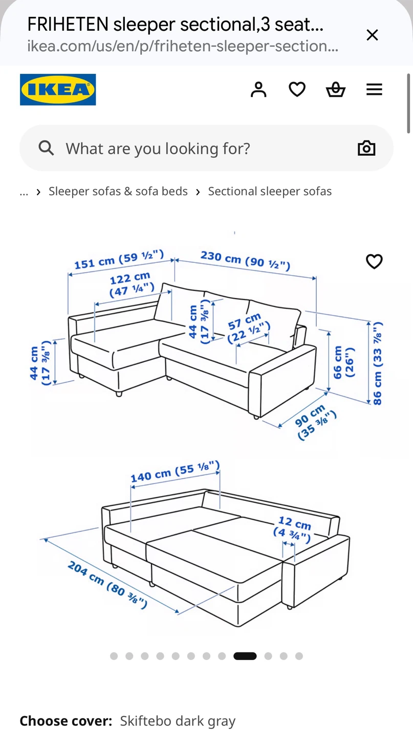 IKEA FRIHETEN Sleeper Sectional Sofa - Dark Gray - photo 2