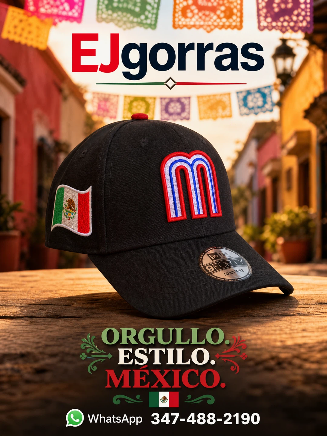 New Era 9Forty Adjustable Black Logo Cap with Mexican Flag Patch - photo 2