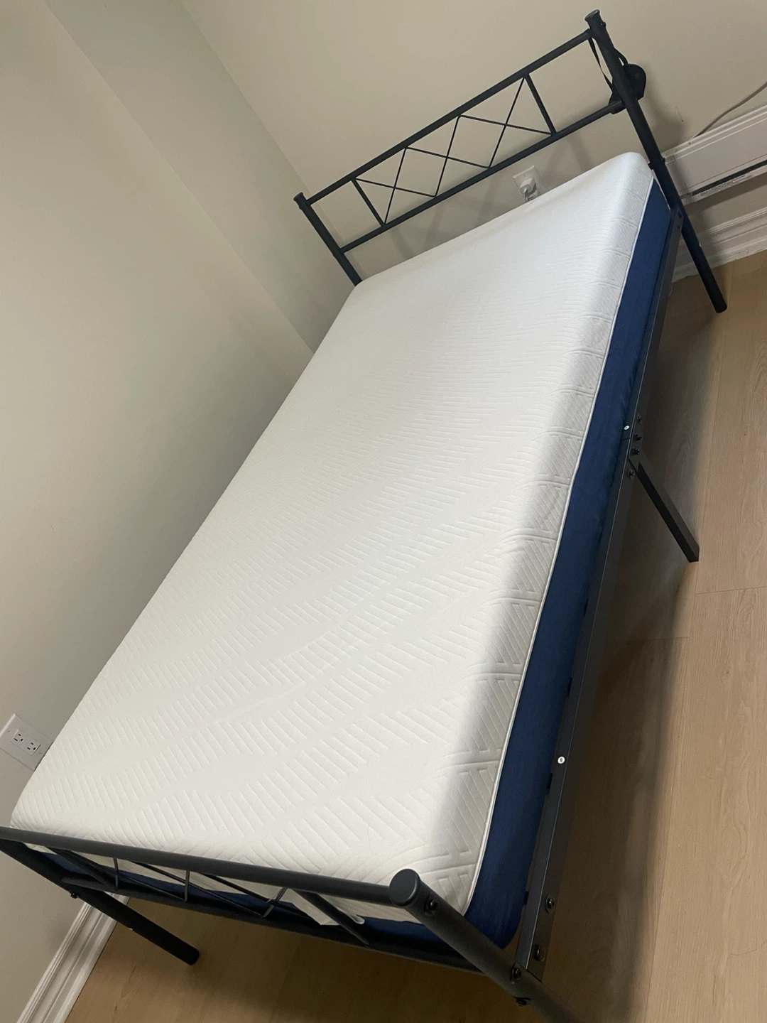 Black Metal Bed Frame with Mattress