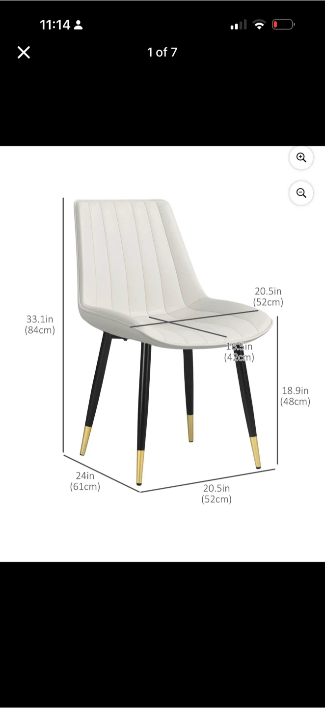Set of 2 Cream PU Leather Dining Chairs