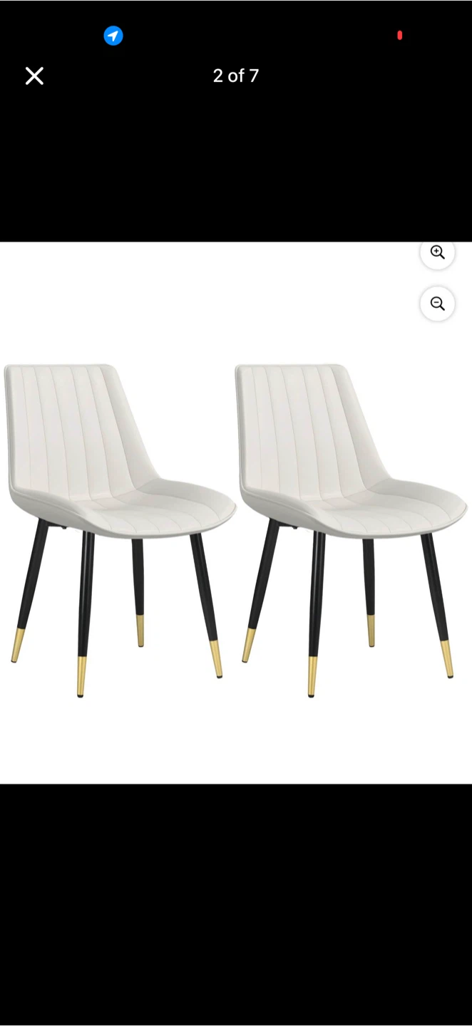 Set of 2 Cream PU Leather Dining Chairs - photo 2