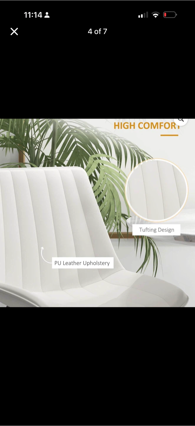 Set of 2 Cream PU Leather Dining Chairs - photo 4