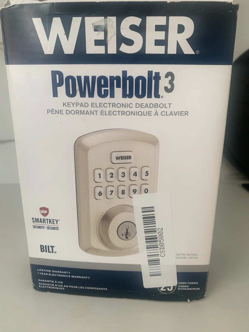 Weiser Powerbolt 3 Electronic Deadbolt Satin Nickel
