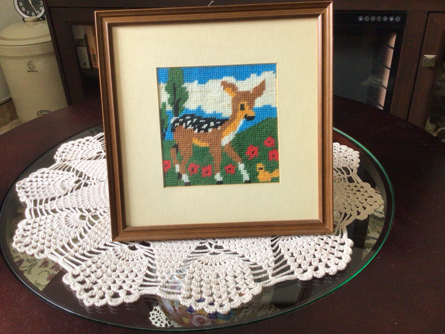 Framed Needlepoint Art - Deer in Field - photo 2