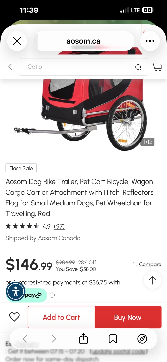 Dog Bike Trailer, Pet Cart Bicycle, Wagon Cargo Carrier - photo 2