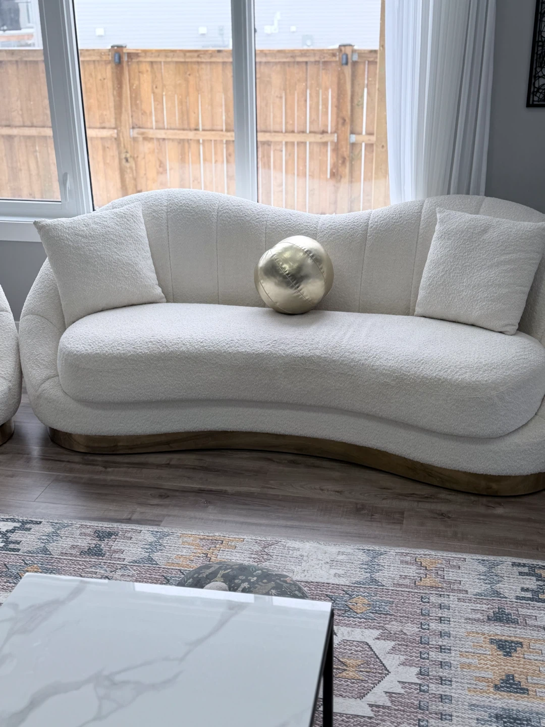 Boucle Sofa with Gold Base