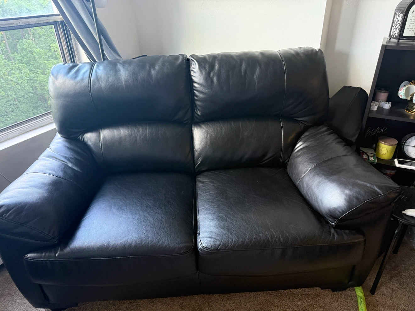 Black Leather Loveseat & Sofa