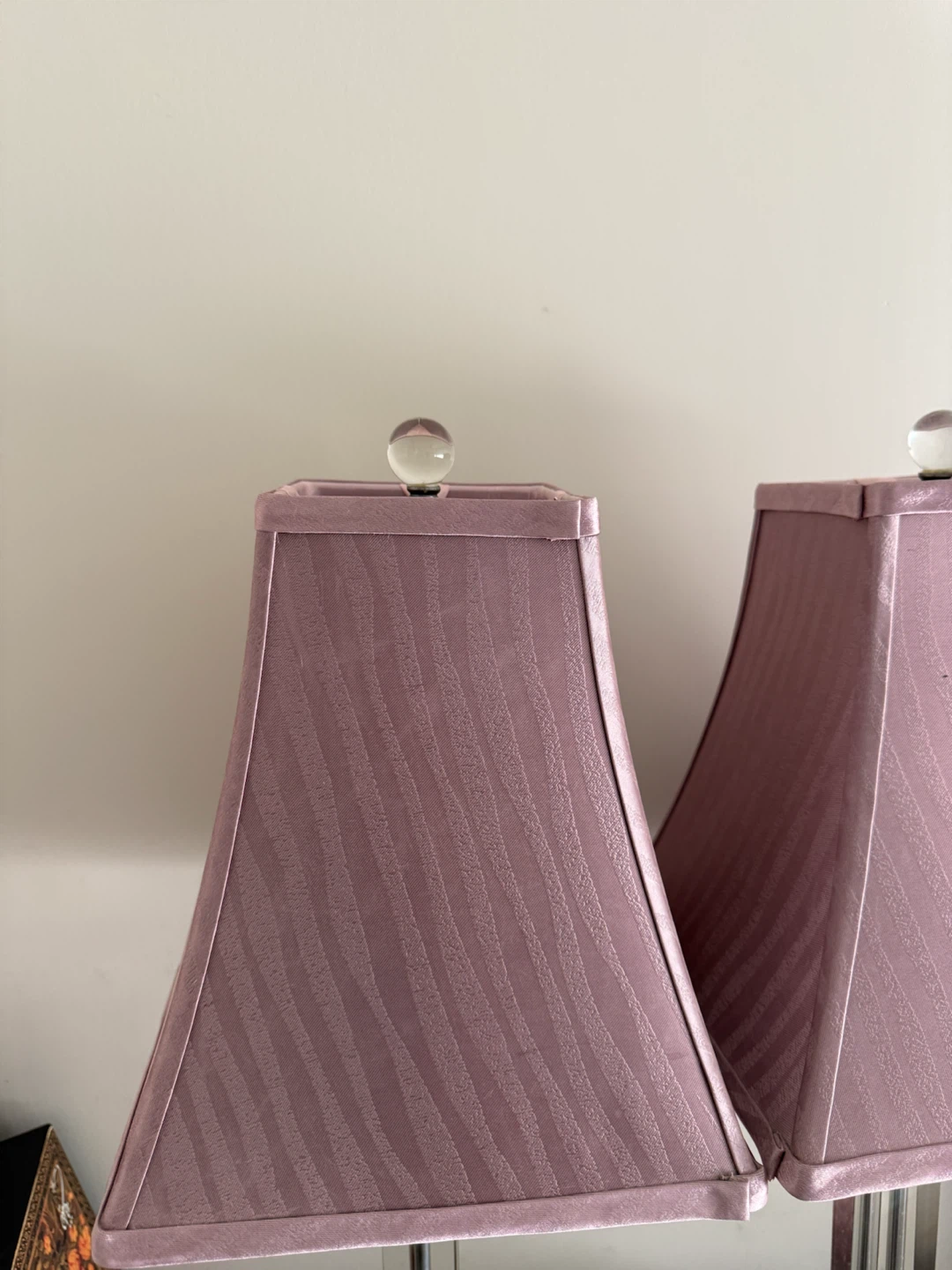 Pair of Crystal Accent Table Lamps with Pink Shades - photo 4