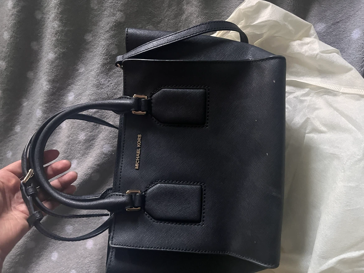 Michael Kors Black Leather Satchel Handbag