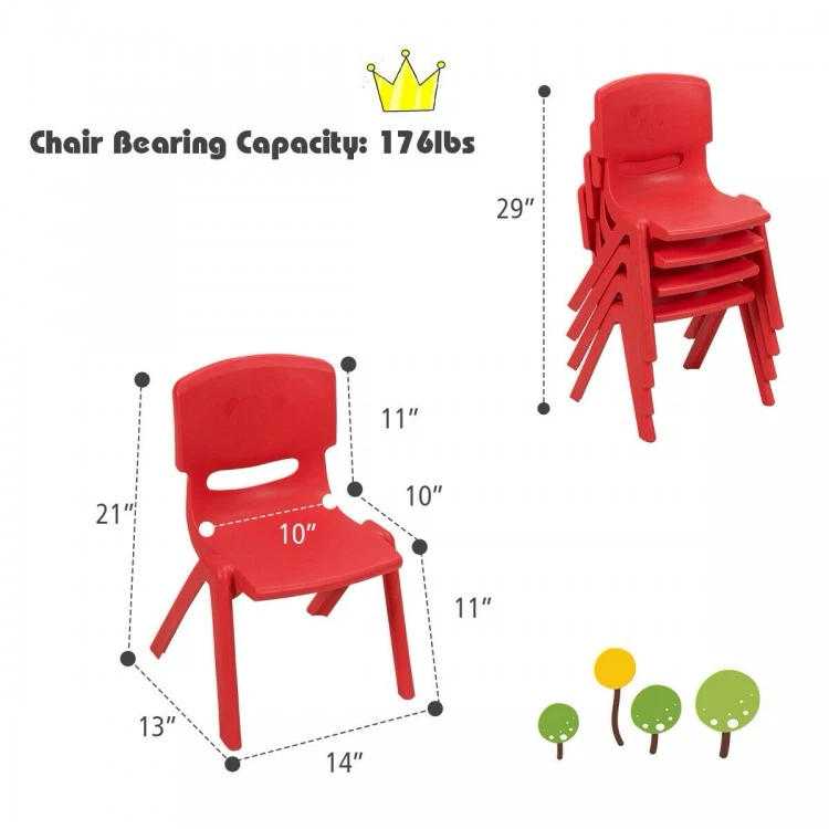 4pc Red Chairs Stackable for Children - photo 5
