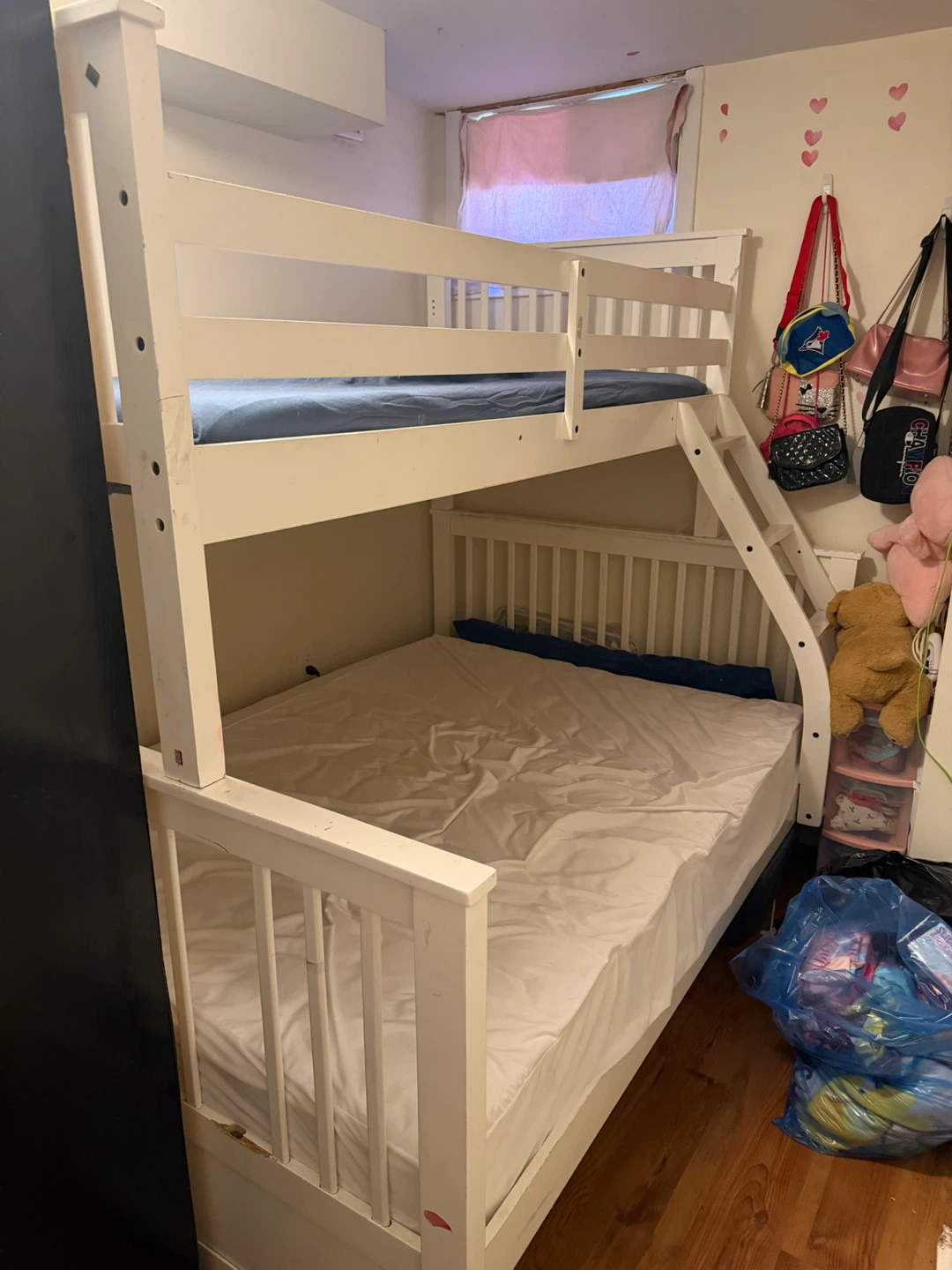 White Bunk Bed with single  Mattress