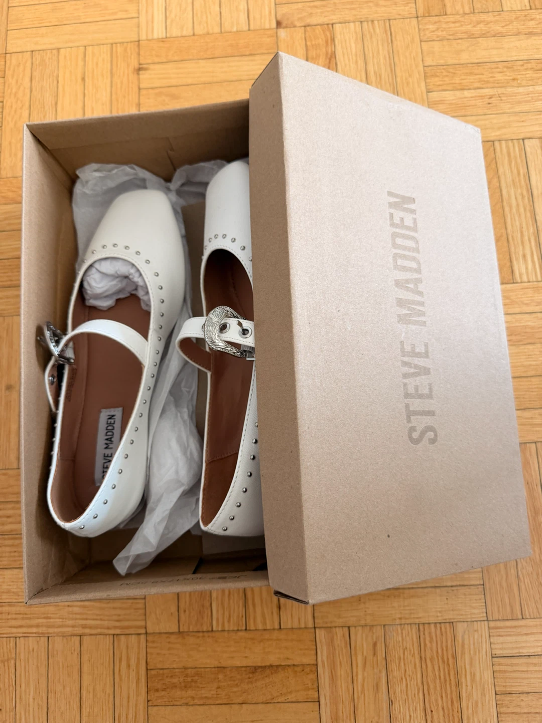 Steve Madden White Studded Ballet Flats