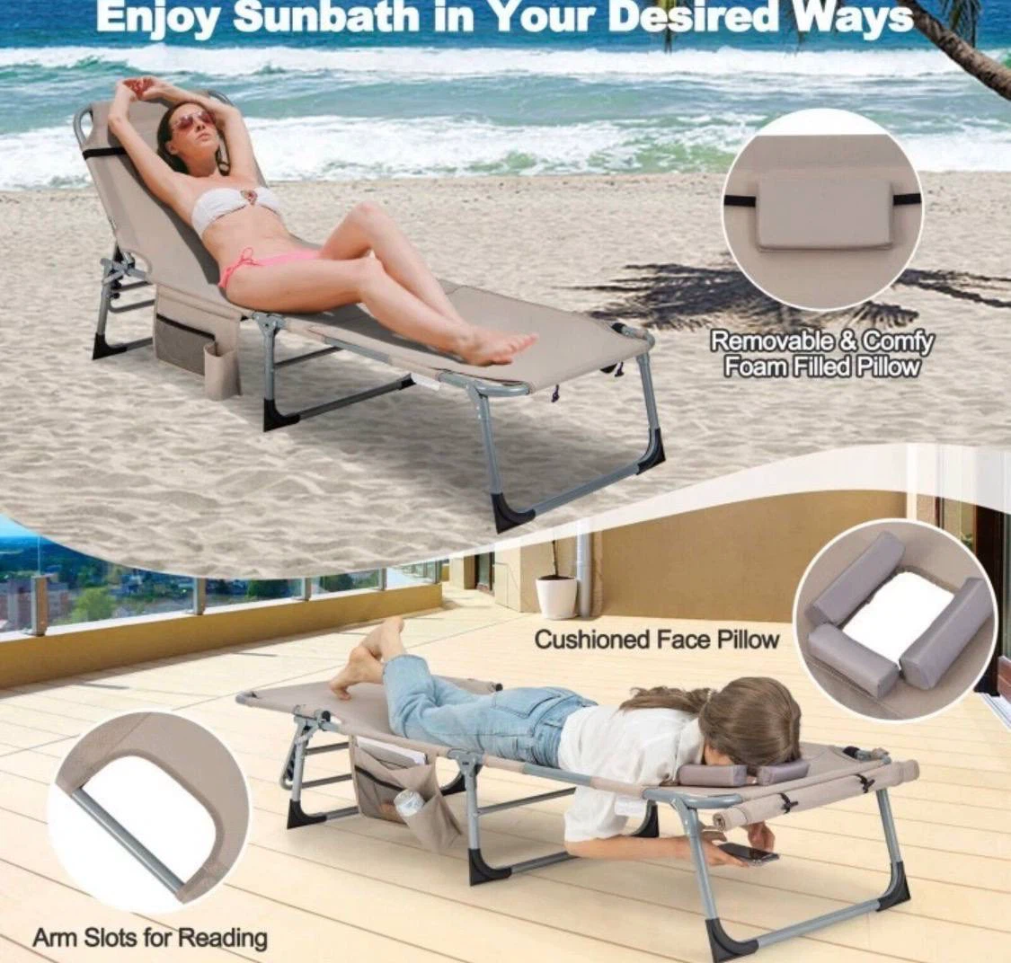 Adjustable 5-Position Folding Chaise Lounge Chair - photo 3