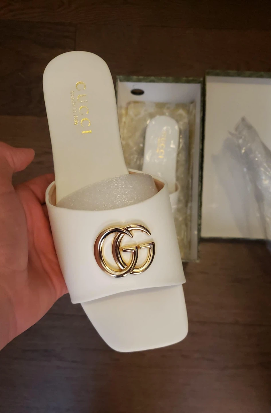 White Gucci Slides - photo 4