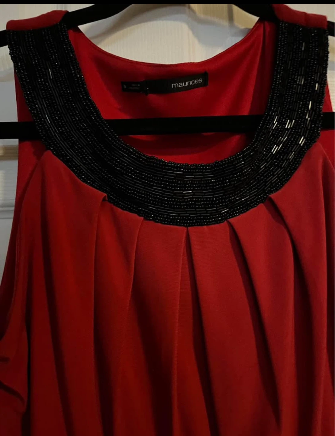Maurices Red and Black Beaded Neck Dress - photo 3