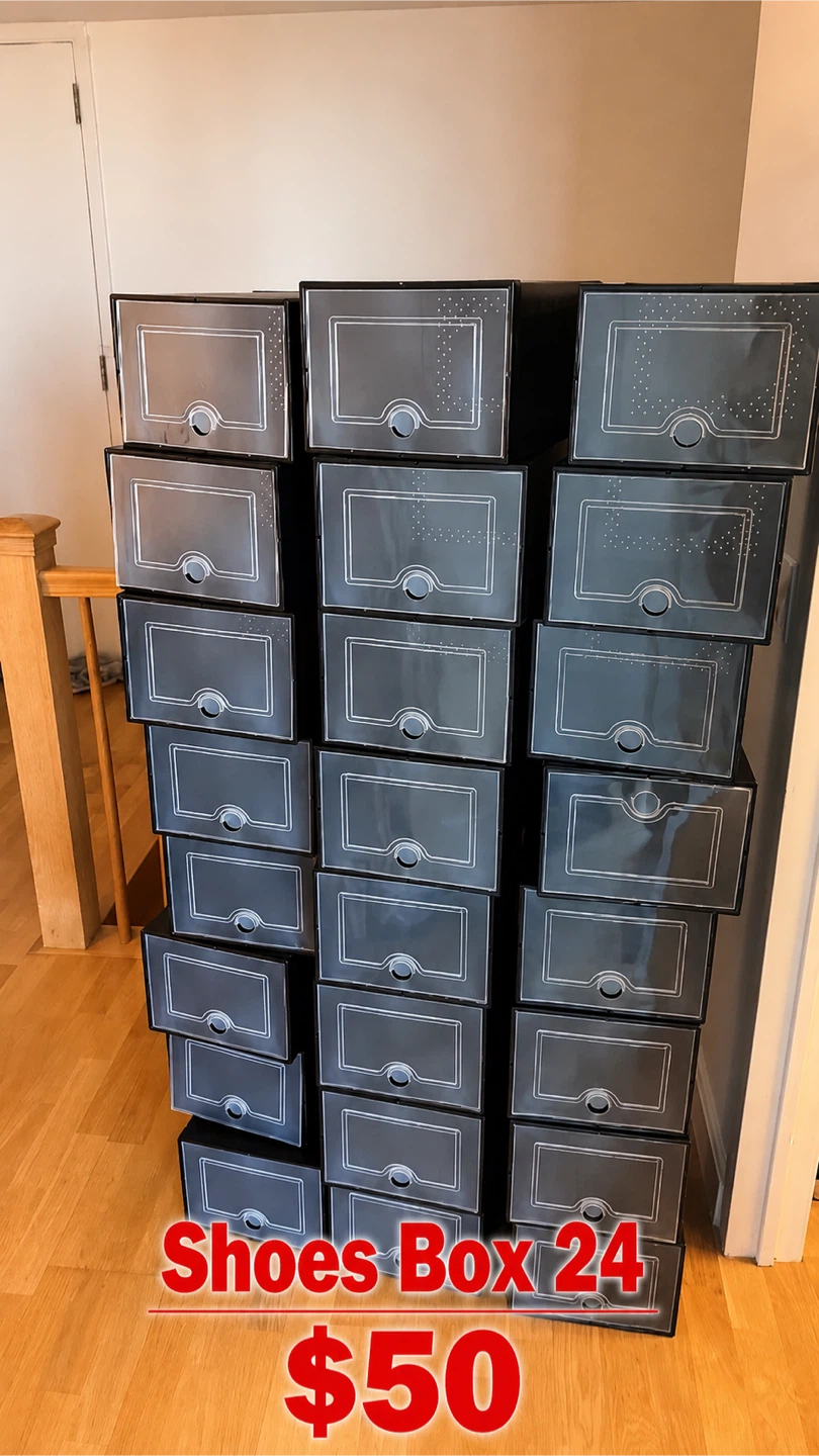 Set of 24 Clear Shoe Storage Boxes