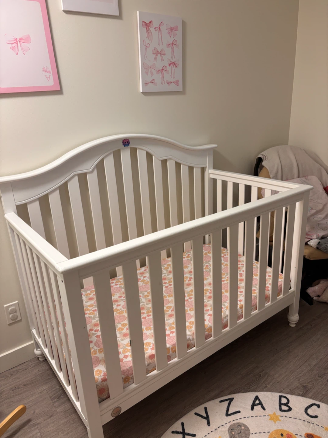 White Convertible Crib with Mattress