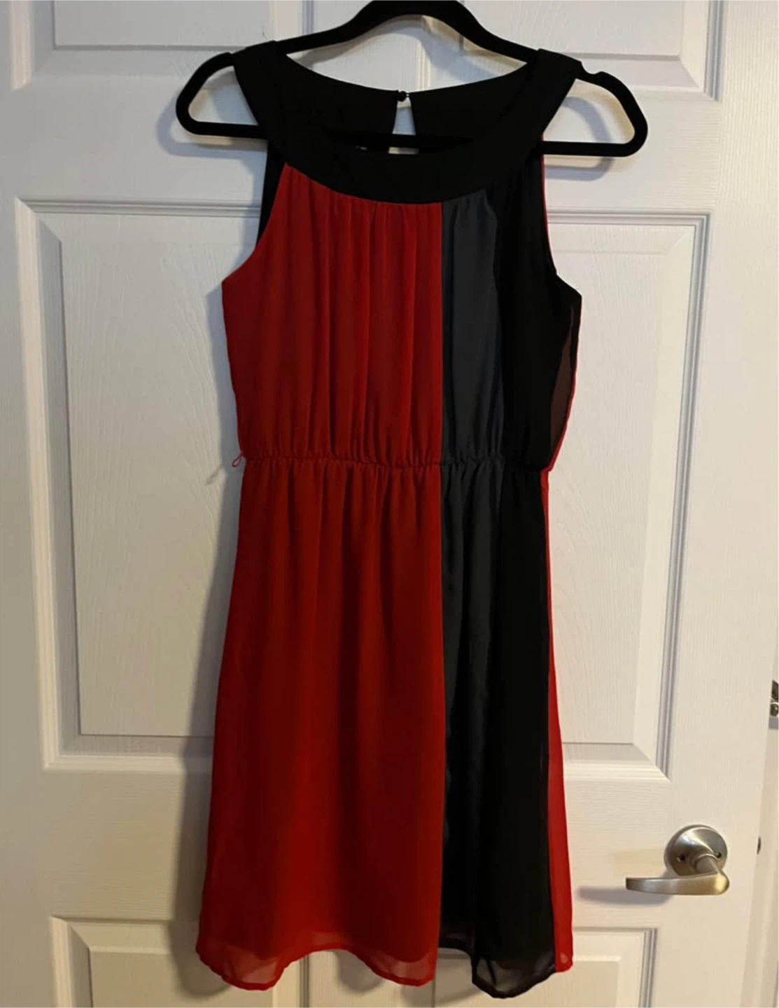 Maurice's Women's S Sleeveless Colour Block Dress Red Black Grey