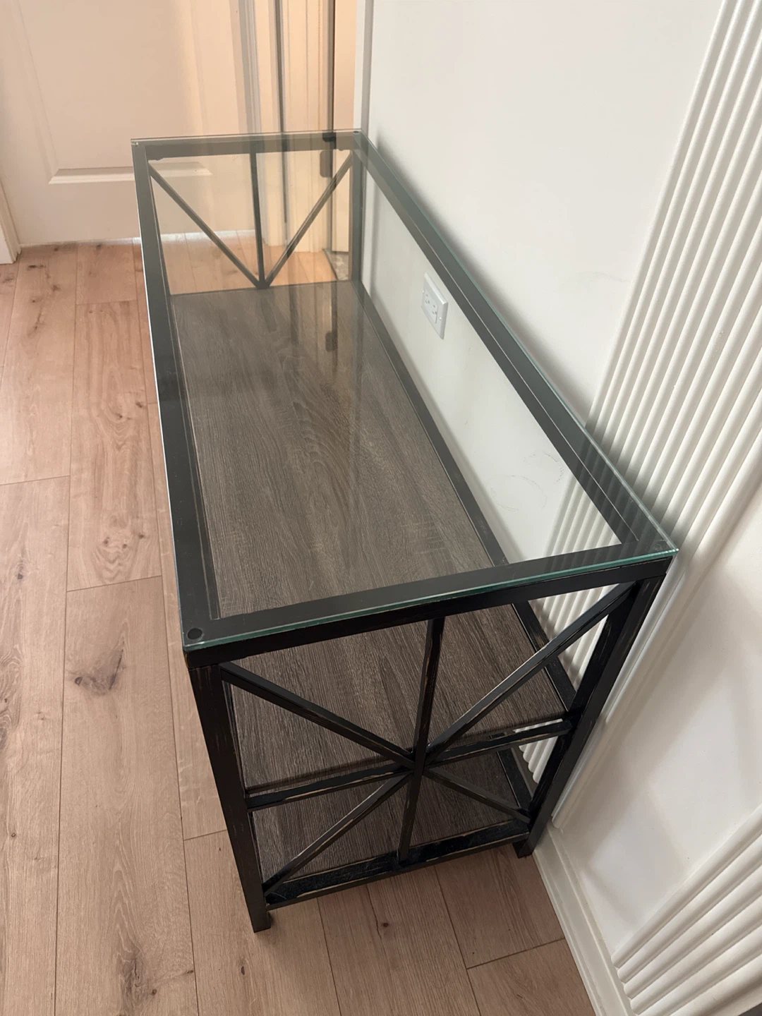 Glass Top 2-Shelf Console Table - photo 2