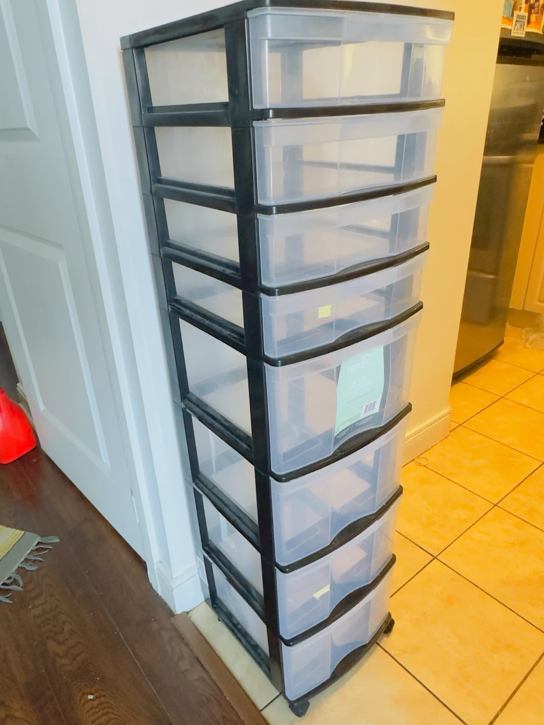 Black Plastic 8 -Drawer Organizer Tower