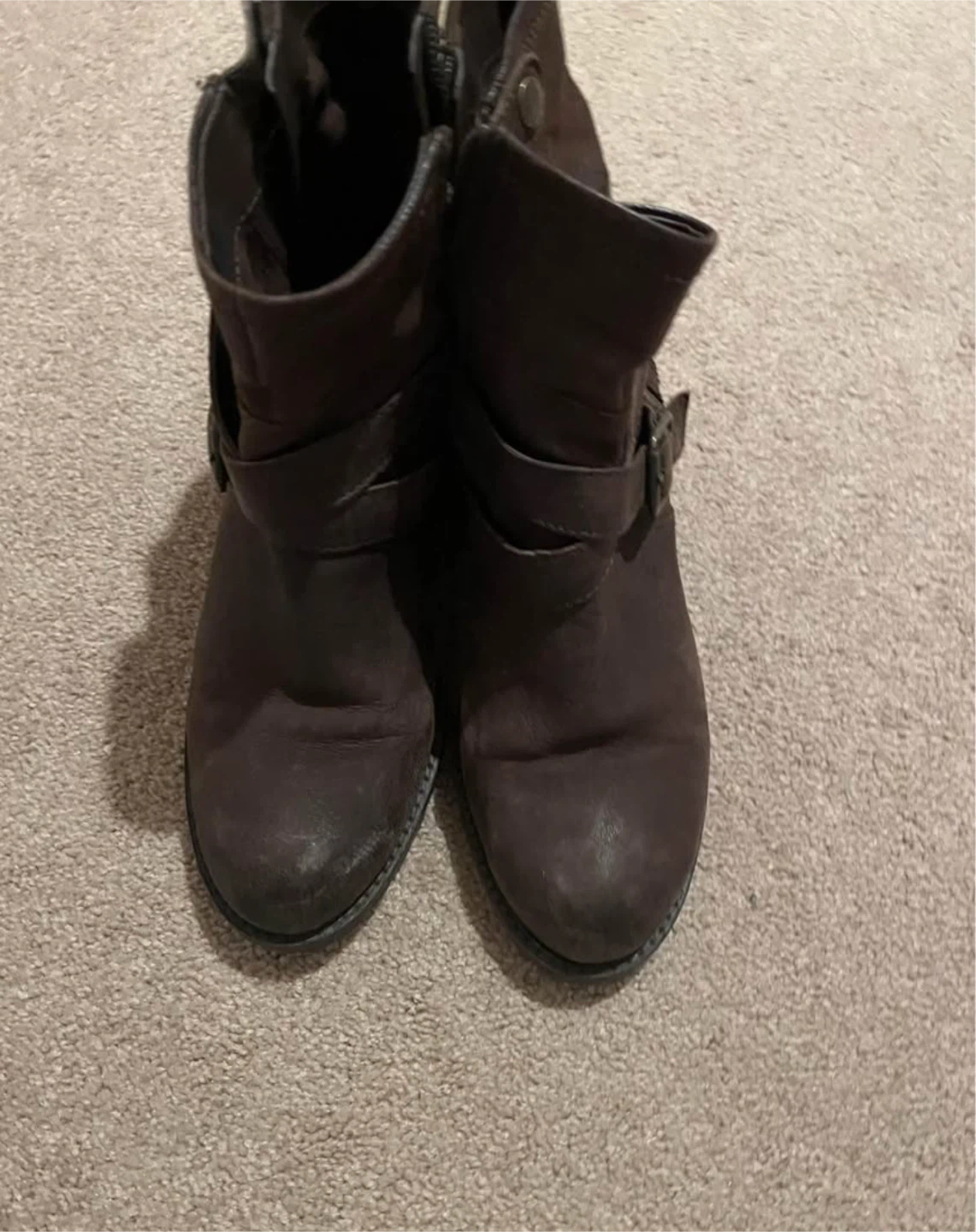 Brown Buckle Strap Ankle Boots - photo 2