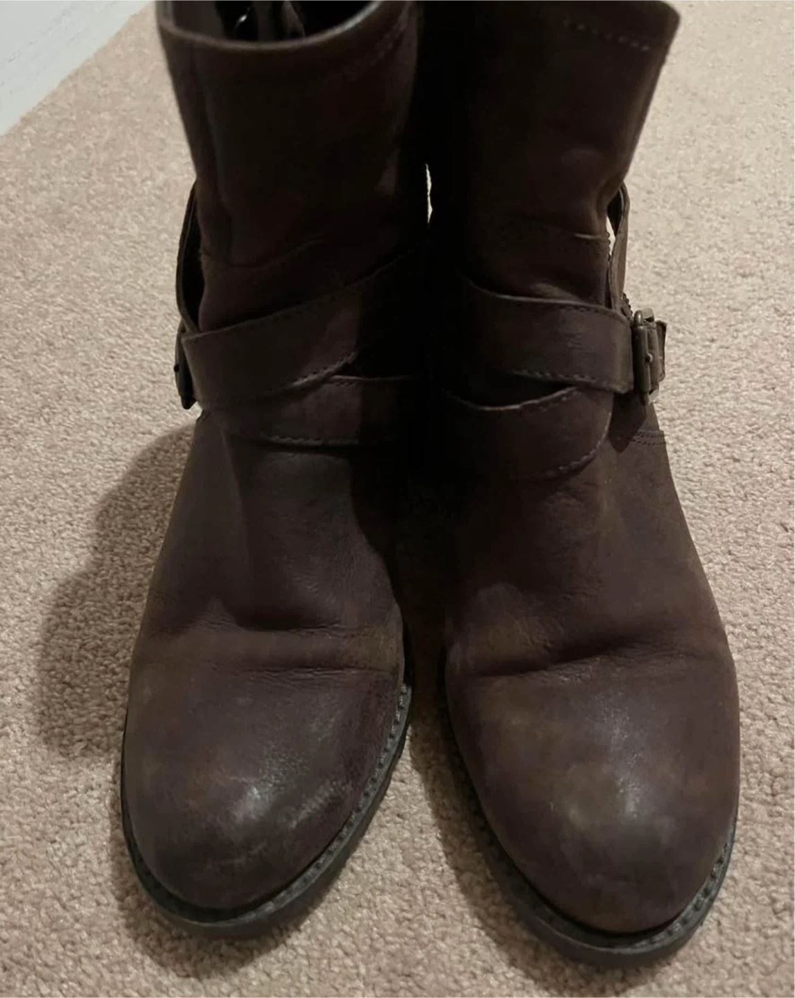 Brown Buckle Strap Ankle Boots - photo 4