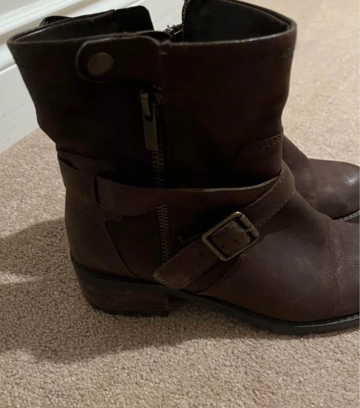 Brown Buckle Strap Ankle Boots - photo 5