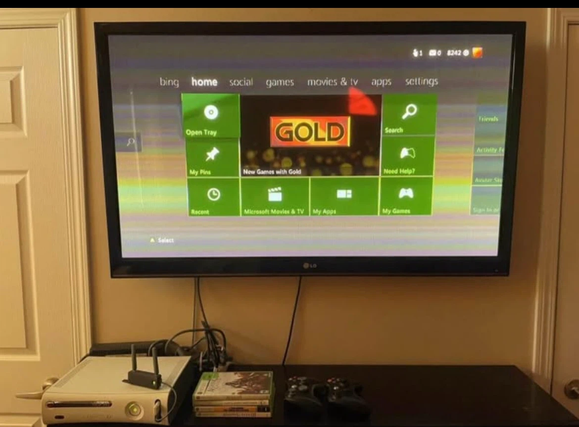 Xbox 360 Console with Two Controllers and Games