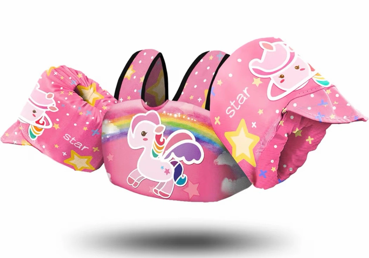 Kids Swim Vest Life Jacket Pink Unicorn Rainbow