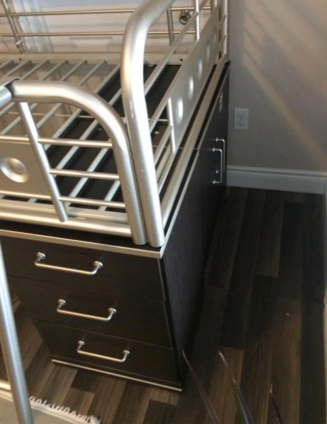 Silver Loft Bed with Desk and Drawers - photo 2