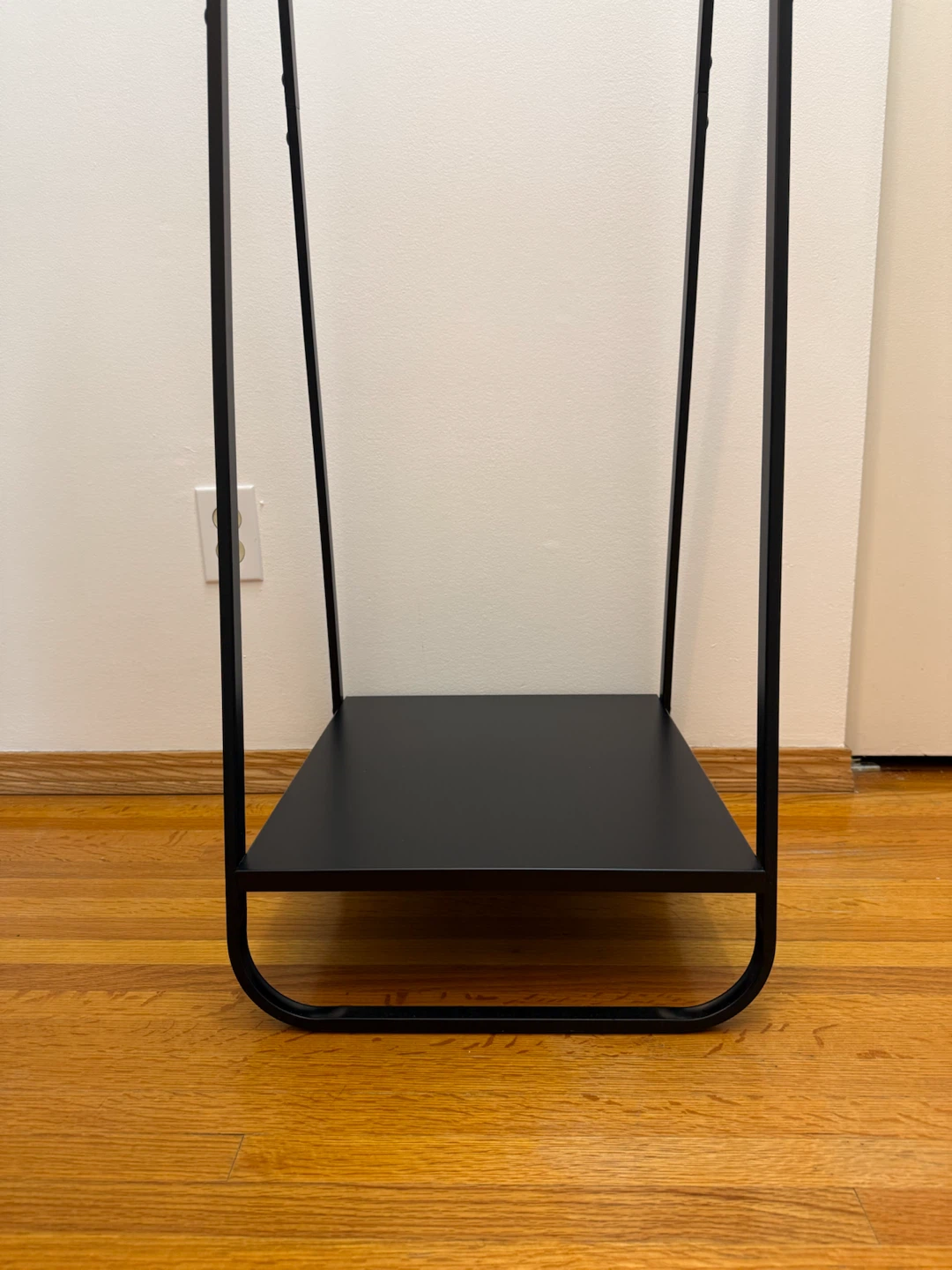 Modern Black Metal Clothes Rack with Wood Hanging Rod - photo 2