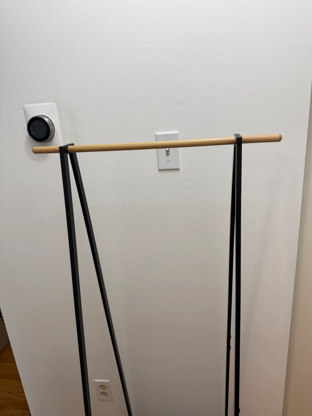 Modern Black Metal Clothes Rack with Wood Hanging Rod - photo 3
