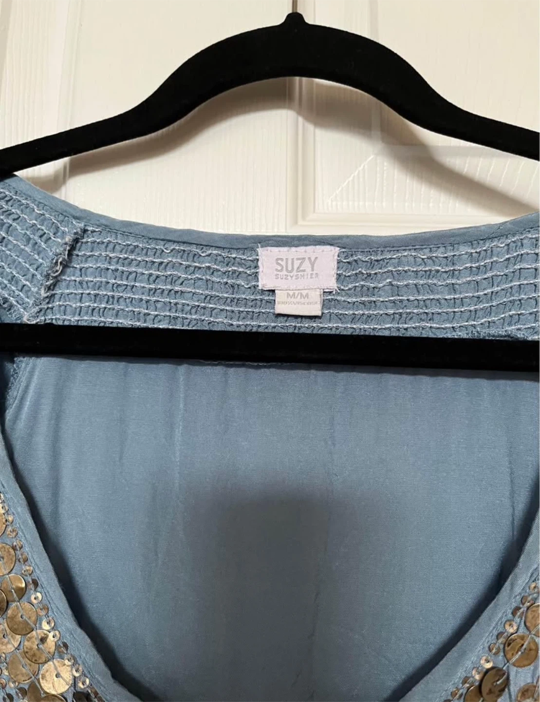 Suzy Shier Blue Sequined Blouse - photo 2