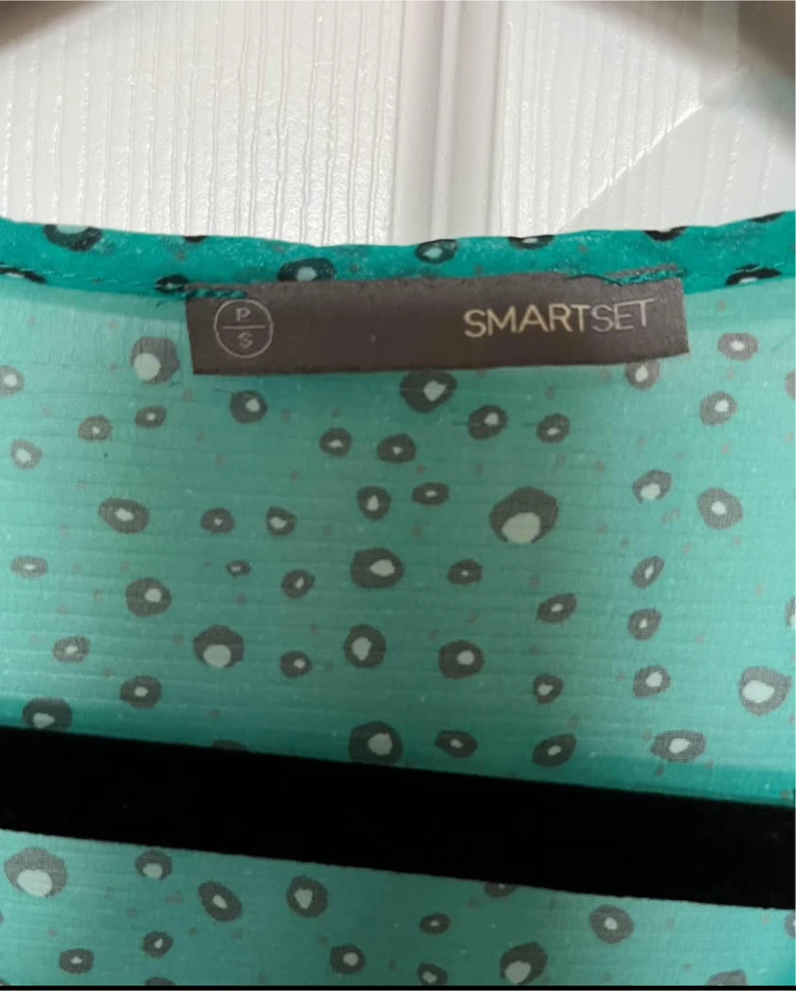 SMARTSET Women's Teal Polka Dot Ruffle Blouse Size S - photo 2