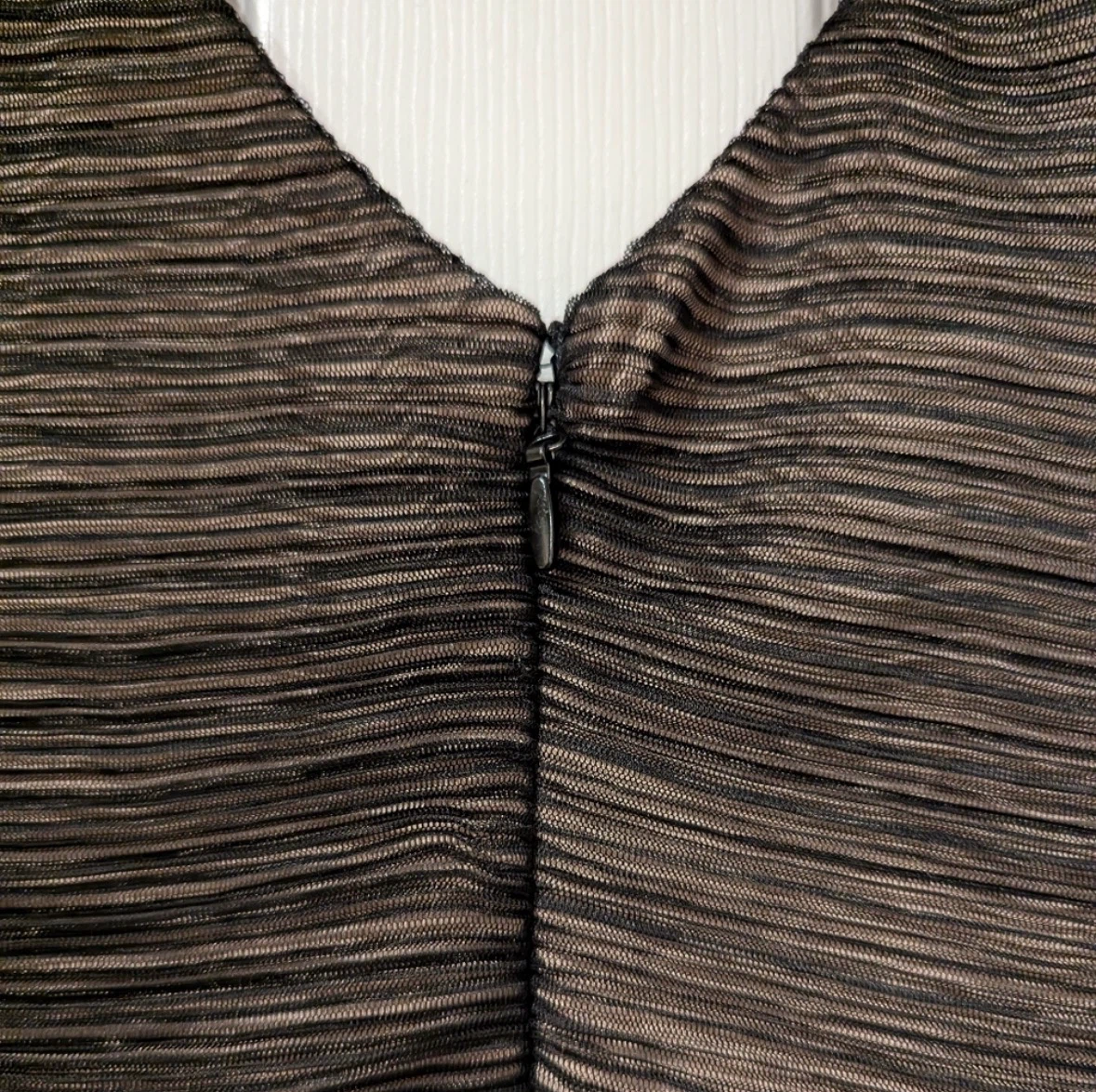 BCBGMAXAZRIA Black Pleated Sheer V-Neck Mini Dress - photo 3