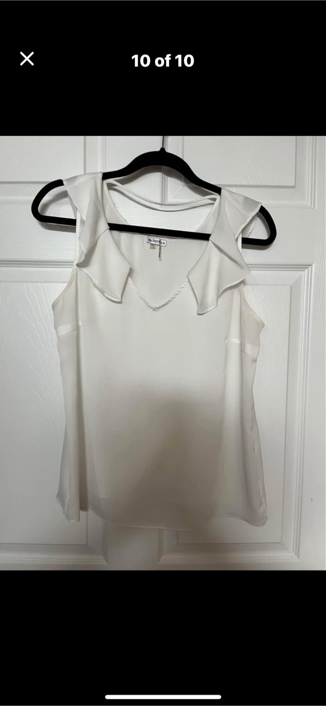 White Ruffle Sleeveless Blouse - photo 2