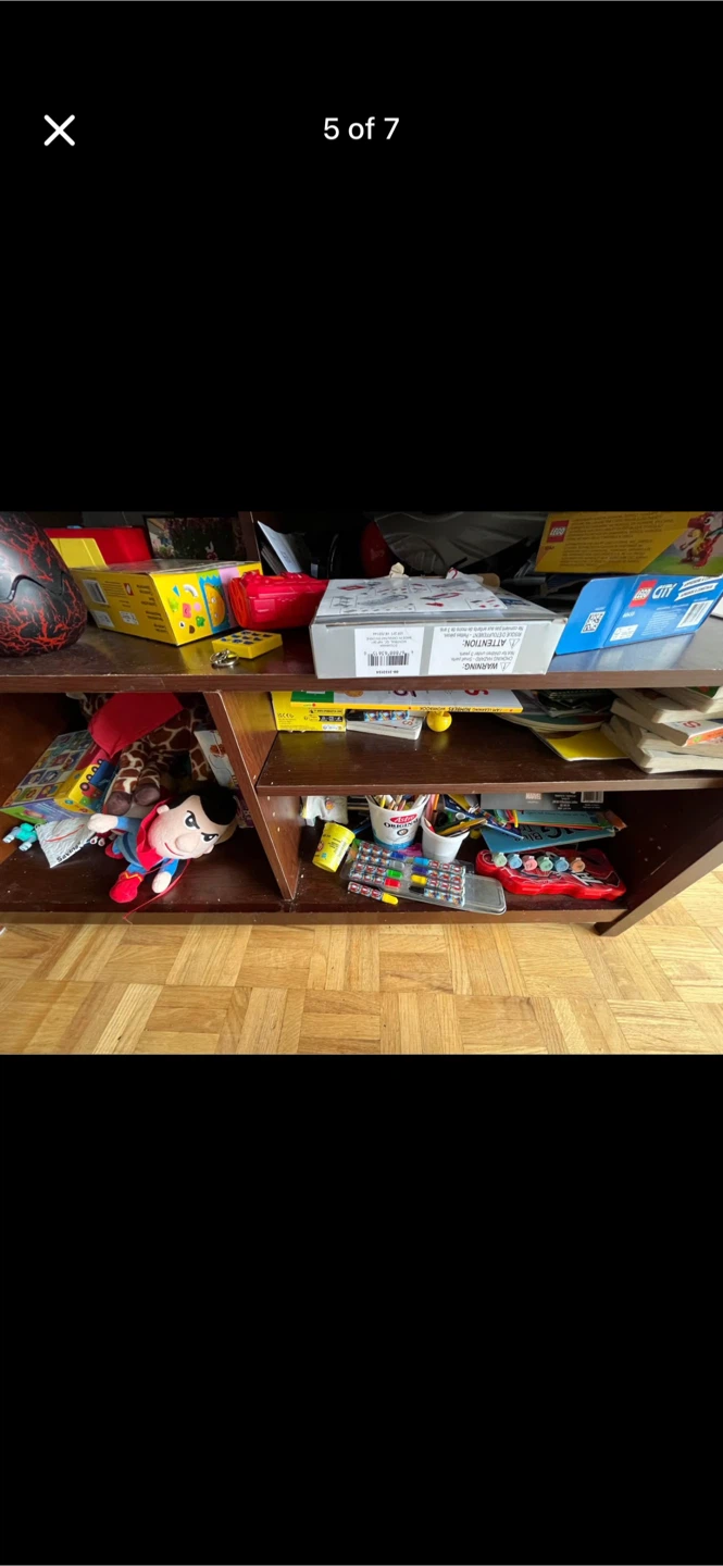 Dark Brown Wood TV Stand with Shelves - photo 4