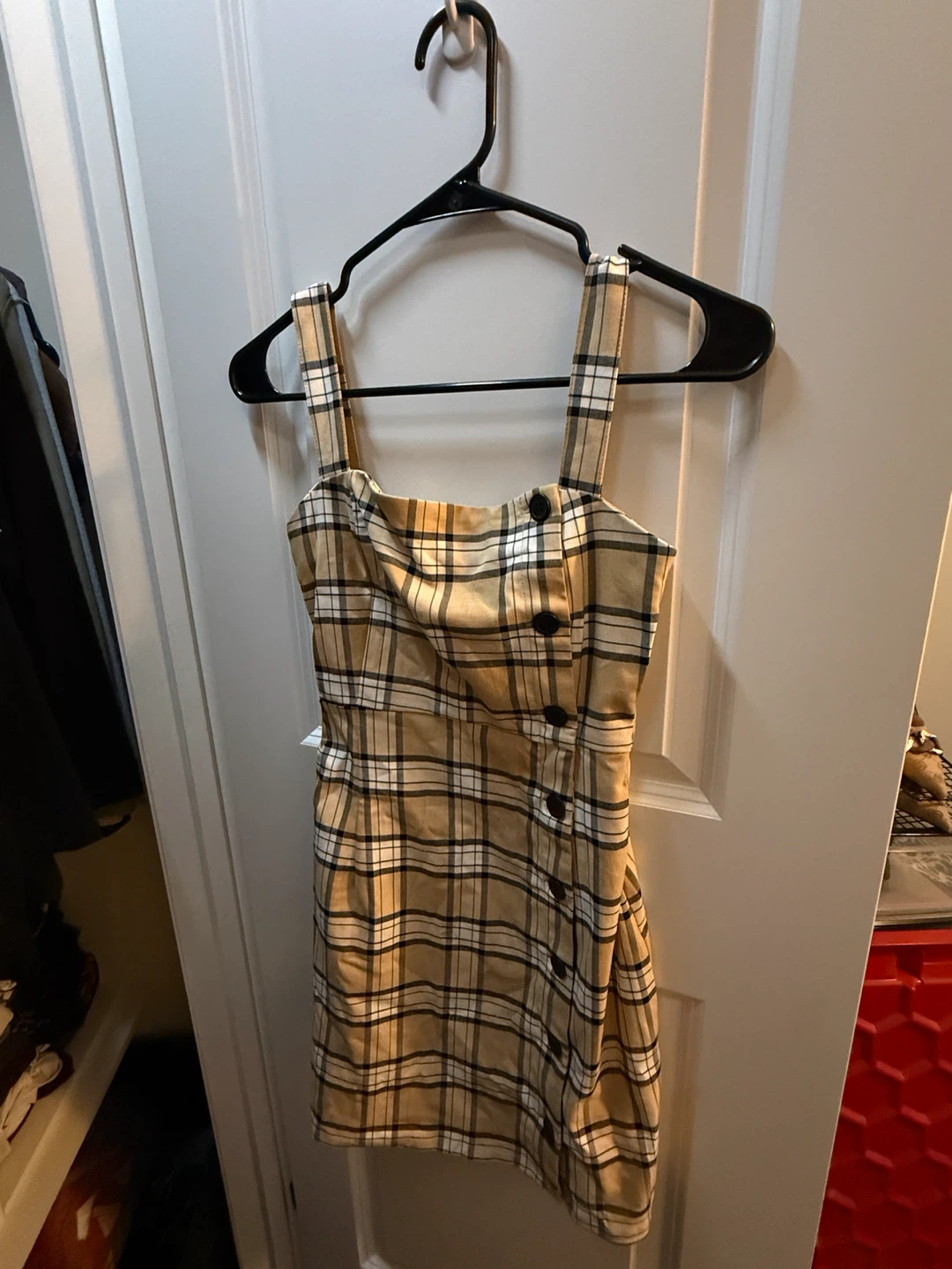 Tan Plaid Mini Dress