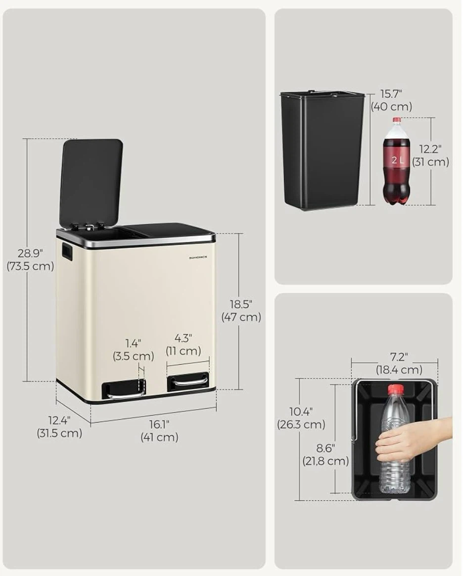 Brand new Songmics Dual Compartment Trash Can - photo 5
