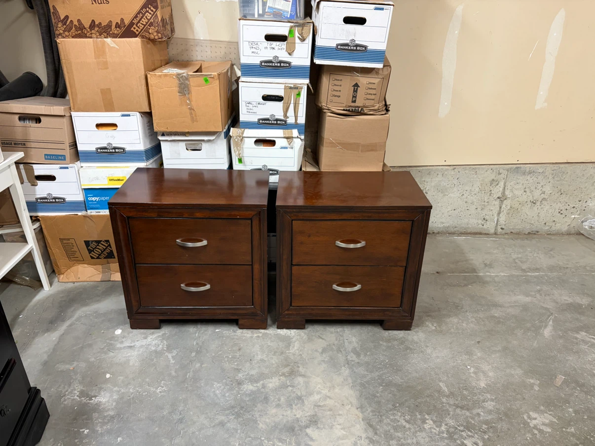 Pair of Wooden Nightstands with Drawers