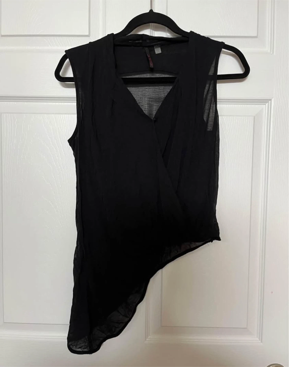 NYLON 76 Black Sleeveless Wrap Top