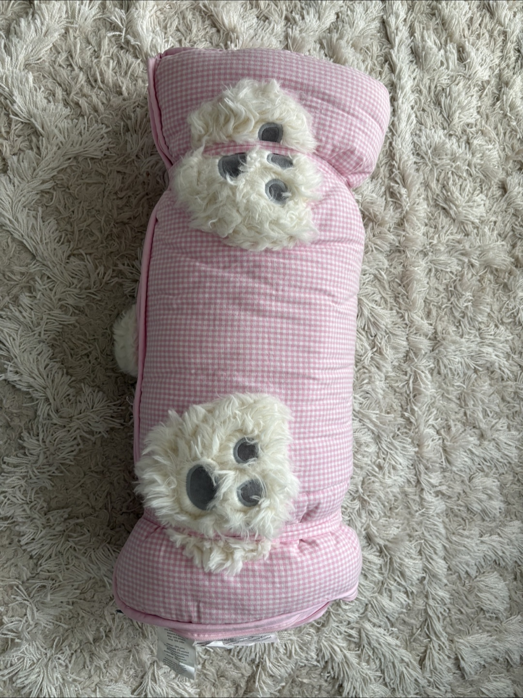 Pottery Barn Kids Puppy Shaggy Head Sleeping Bag Pink 71x29in - photo 3