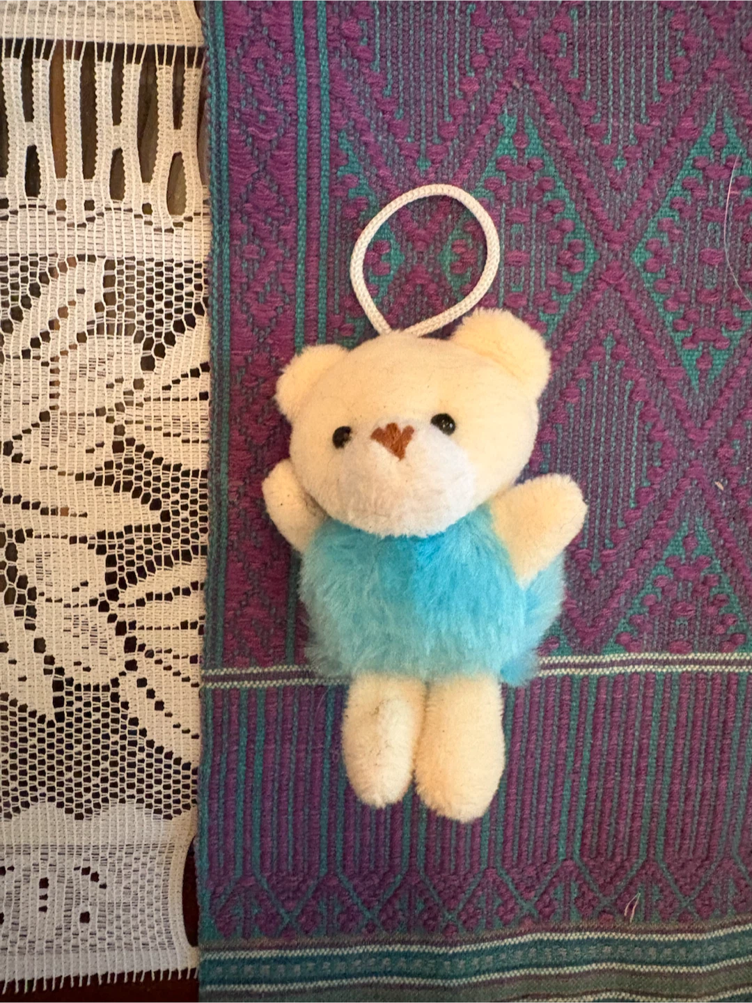 Small plush teddy bear ornament