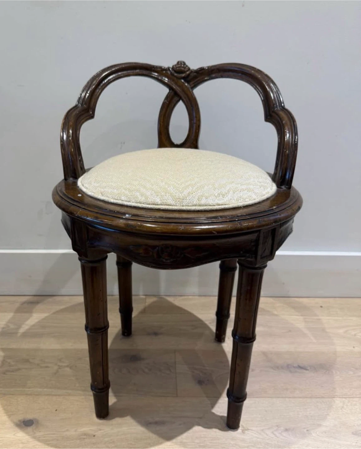 Vintage Wooden Accent Chair with Carved Details