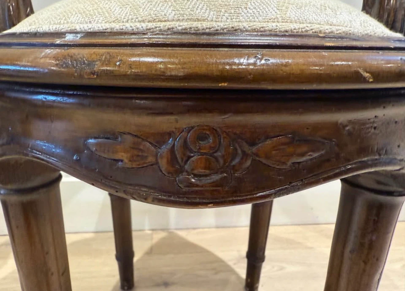 Vintage Wooden Accent Chair with Carved Details - photo 2
