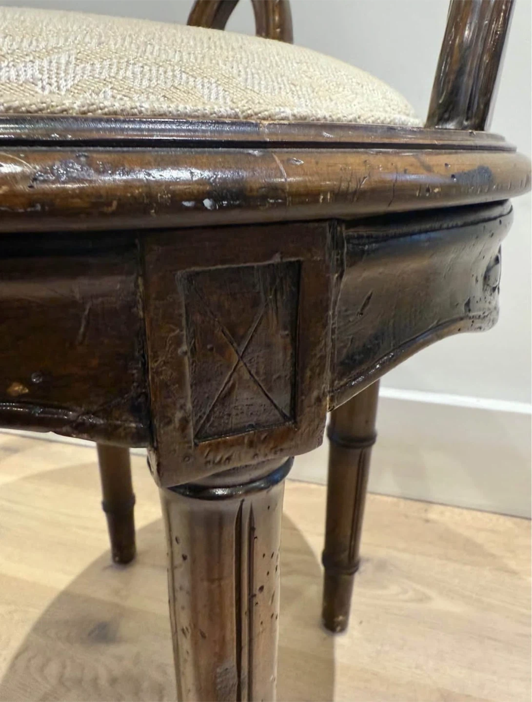 Vintage Wooden Accent Chair with Carved Details - photo 3