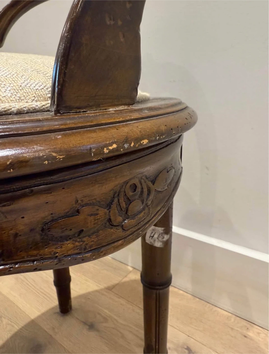 Vintage Wooden Accent Chair with Carved Details - photo 4