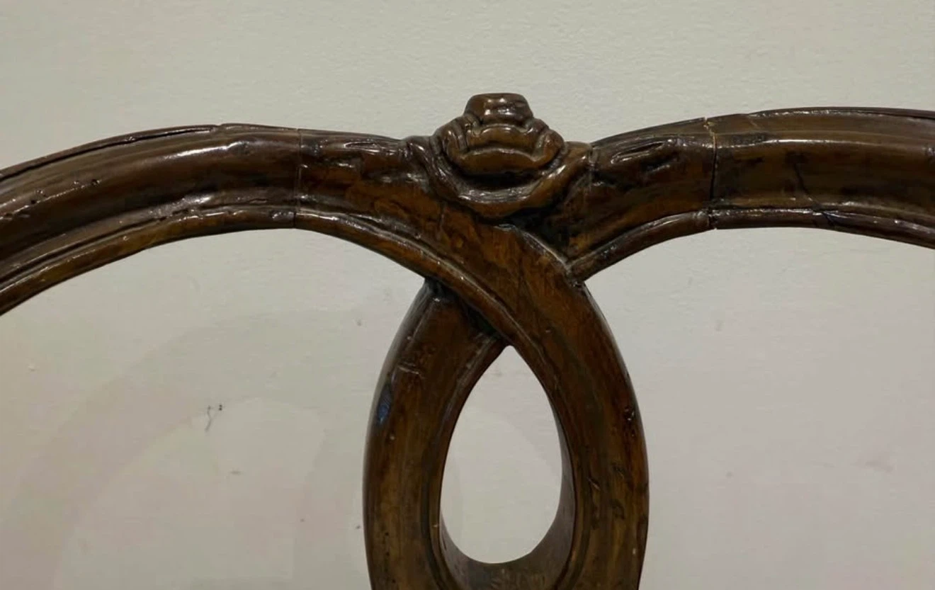 Vintage Wooden Accent Chair with Carved Details - photo 5