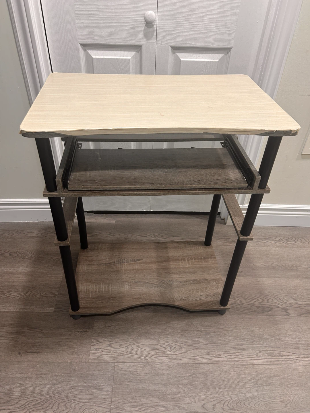 Two-Tiered Desk with Pull-Out Keyboard Tray